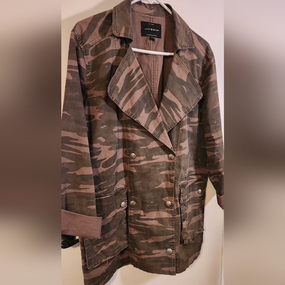 Lucky Brand Oversized Camo Military Jacket Size Small
